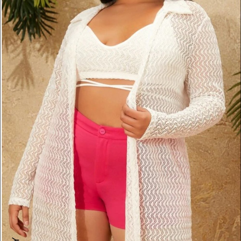 SHEIN SXY Plus Solid Tie Back Cami Top and Tunic Blouse Set